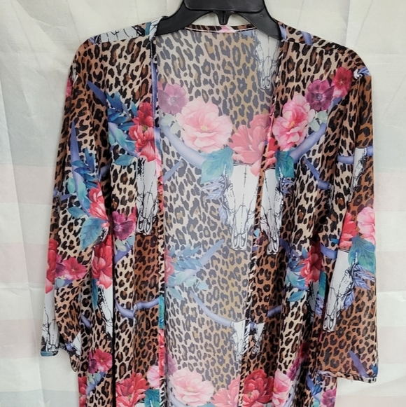 Felt's Fun Finds Jackets & Blazers - Boutique Sheer Flora Animal Duster S/M